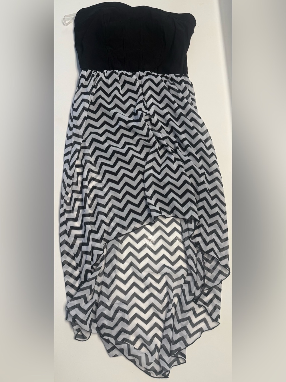 Retro Speechless Black & White Chevron High-Low Dress